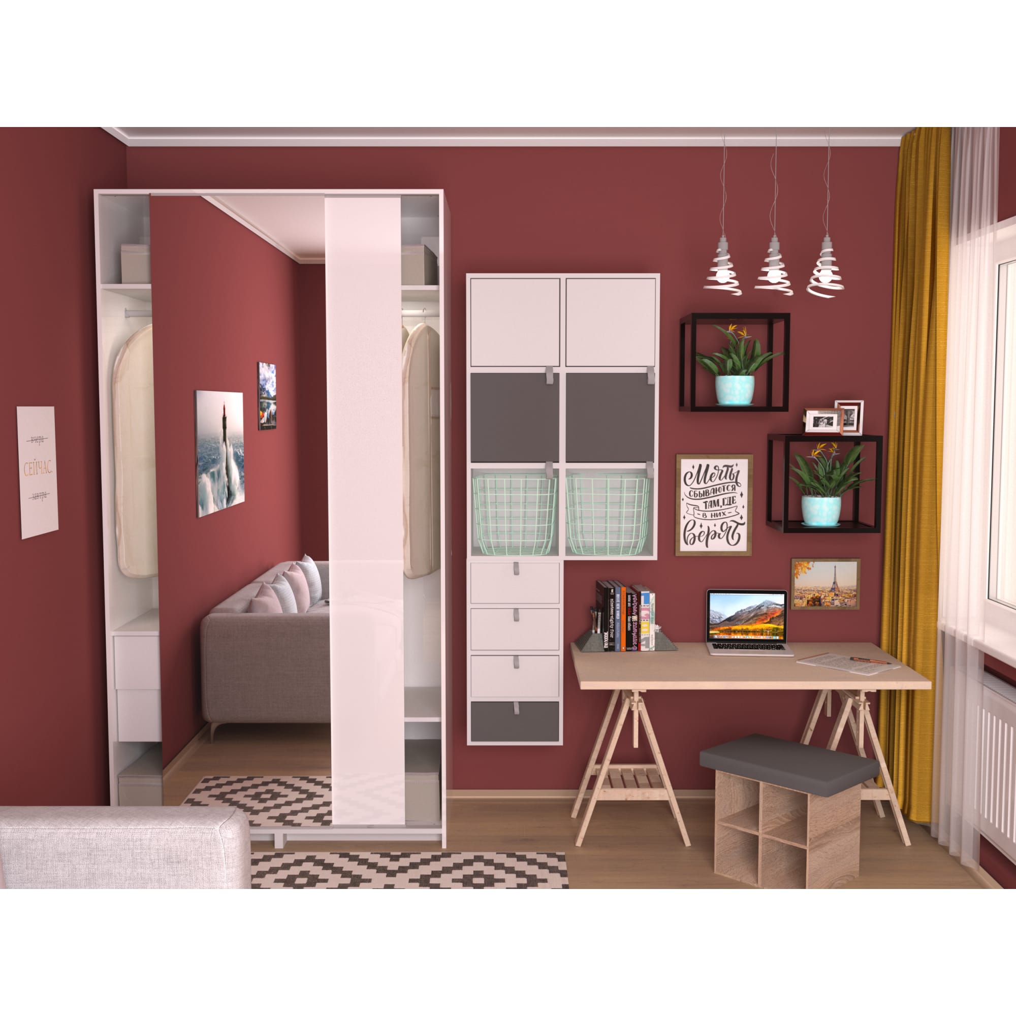 82368927 Каркас шкафа Лион 600x2322x545 мм ЛДСП цвет белый Santreyd  - Вид №3