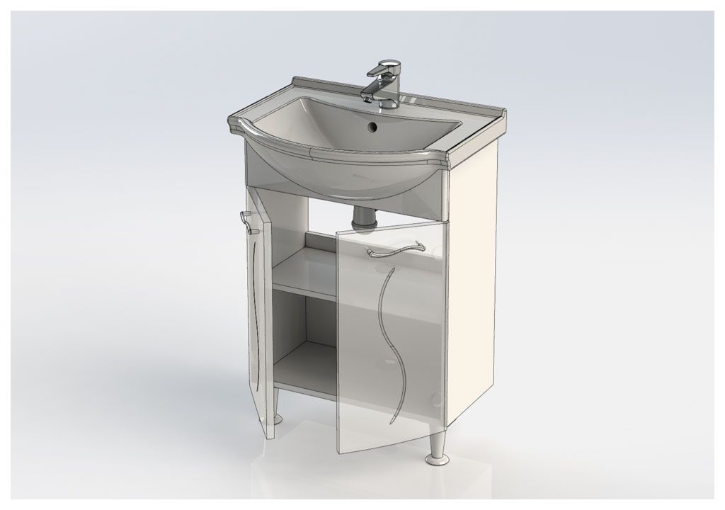 Тумба под раковину Aquanet Моника 60 белый sun-id-275393 - Вид №7