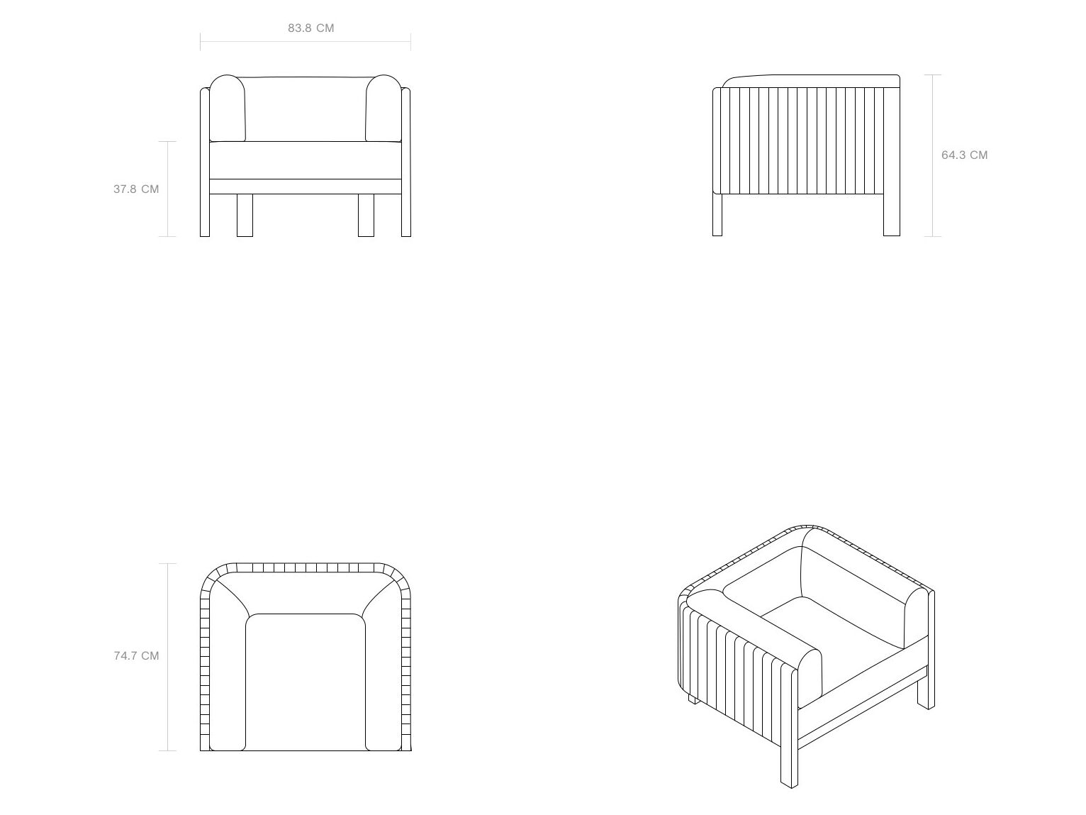 Тканевое кресло с подлокотниками Phantom Hands Niwar ARCH-00002399 - Вид №4