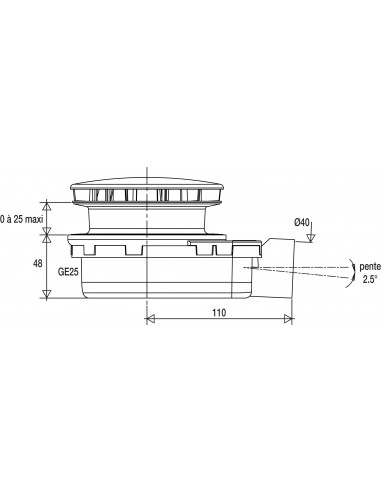 576800 000 00  Умный трап для душа Сверхплоский трап для поддона D 90 мм, H 48 мм, приклеить, хромированный Valentin Хром  - Вид №4