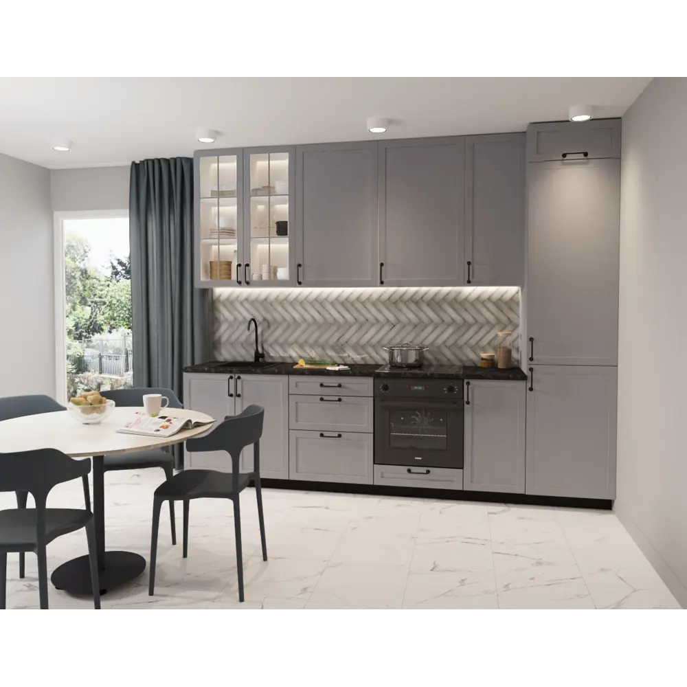 Фасад для кухонного ящика DELINIA ID Ньюпорт 39.7×38.1 см серый матовый 89340605 STLM-1571944 - Вид №1