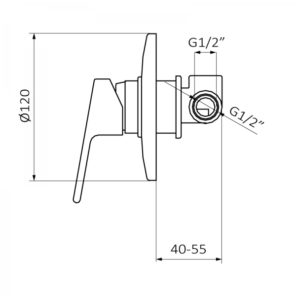 44135440 BASIC Смеситель встроенный с переключателем Хром GRB MIXERS  - Вид №1