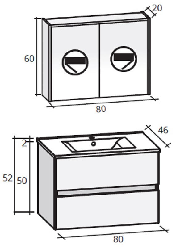 FPO080DP4S27 Комплект мебели Riho Porto Santreyd - Вид №1