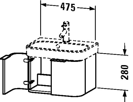 H2626802222 Happy D.2 Тумбочка подвесная Белый глянцевый декор Duravit - Вид №1