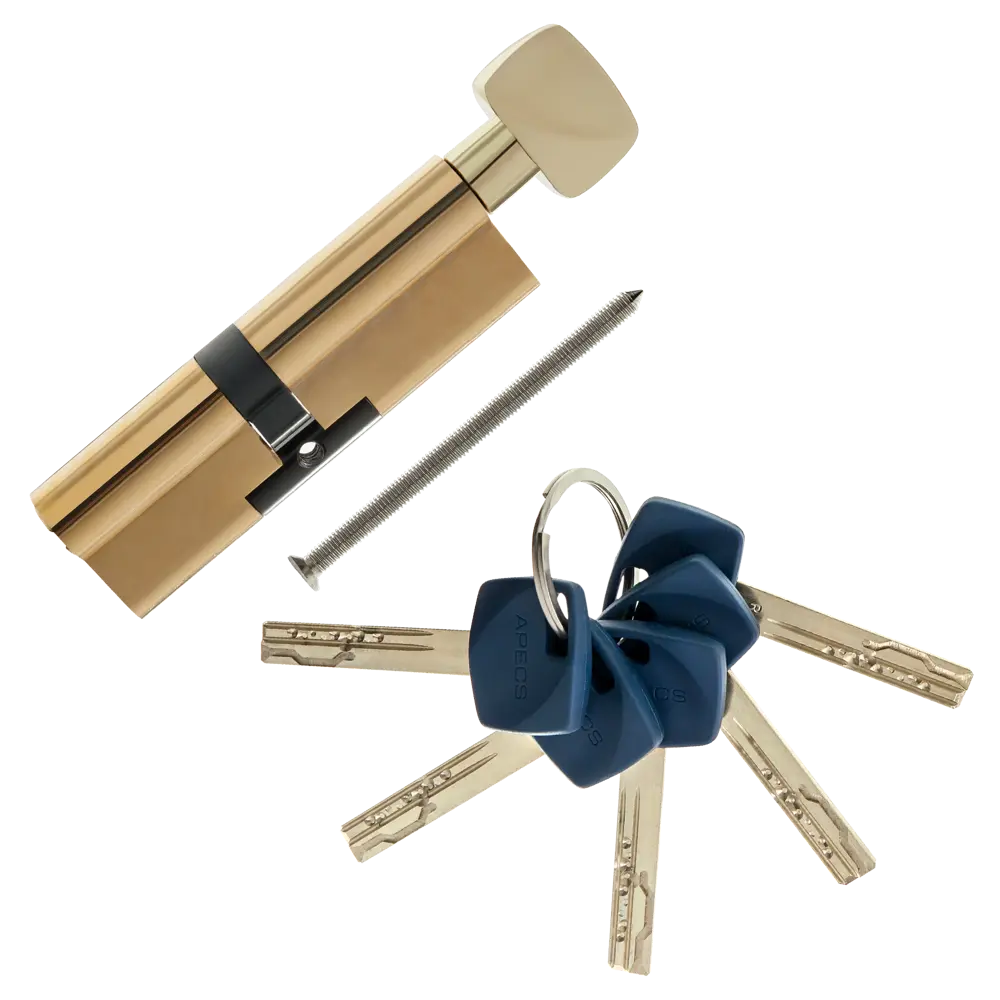 Цилиндр Apecs Premier XR-100(45/55C)-C15-G, 45x55 мм, ключ/вертушка, цвет золото ЦИЛИНДР APECSXR-100(45/55C)-C15-G КЛ-ВЕР STLM-2144261 - Вид №1