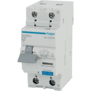 Дифференциальный автомат Hager AD990J 1P N C32 A 30 мА 6 кА A