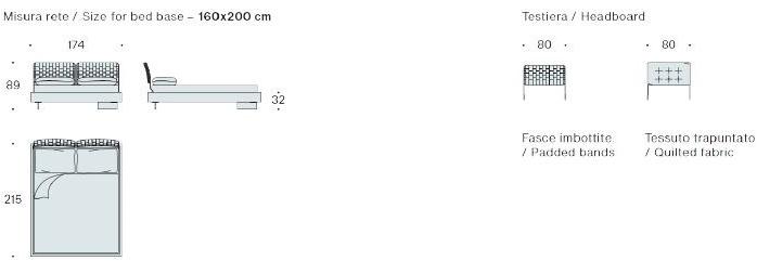 Saba Italia Двуспальная кровать из ткани с мягким изголовьем Limes sun-id-1442568 - Вид №4