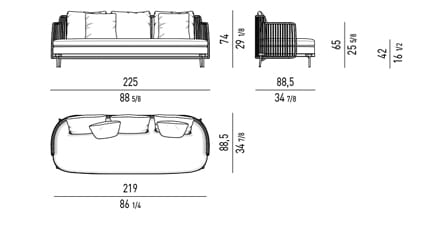 3 местный ткань открытый диван Minotti Tape Cord Outdoor ARCH-00107071 - Вид №4