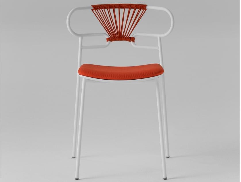 TrabA' Штабелируемый металлический стул со встроенной подушкой и открытой спинкой Genoa 0047-met-cross-im - Вид №3