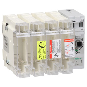GS2J4 Рубильник с предохранителем GS 100А 4P, 22X58 Schneider Electric TeSys
