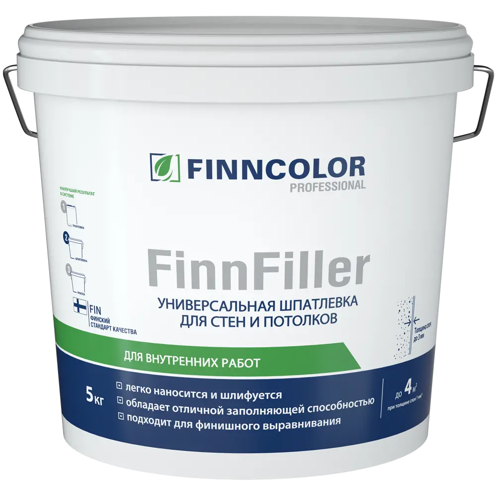 Шпаклевка акриловая финишная Finncolor Finnfiller 3 л 89344755 STLM-2143737 