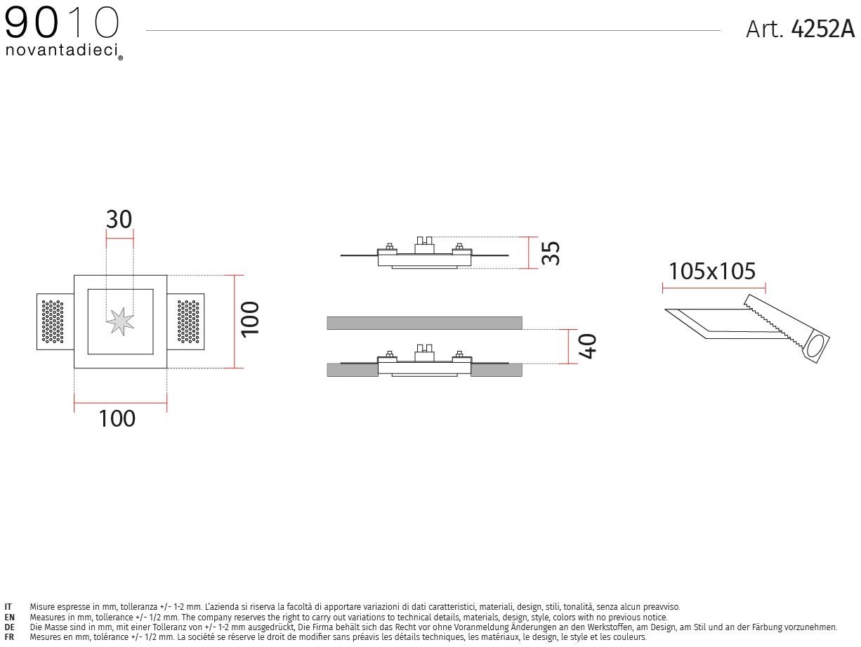 9010 novantadieci Встраиваемый потолочный светильник led из cristaly®  4252a  - Вид №1