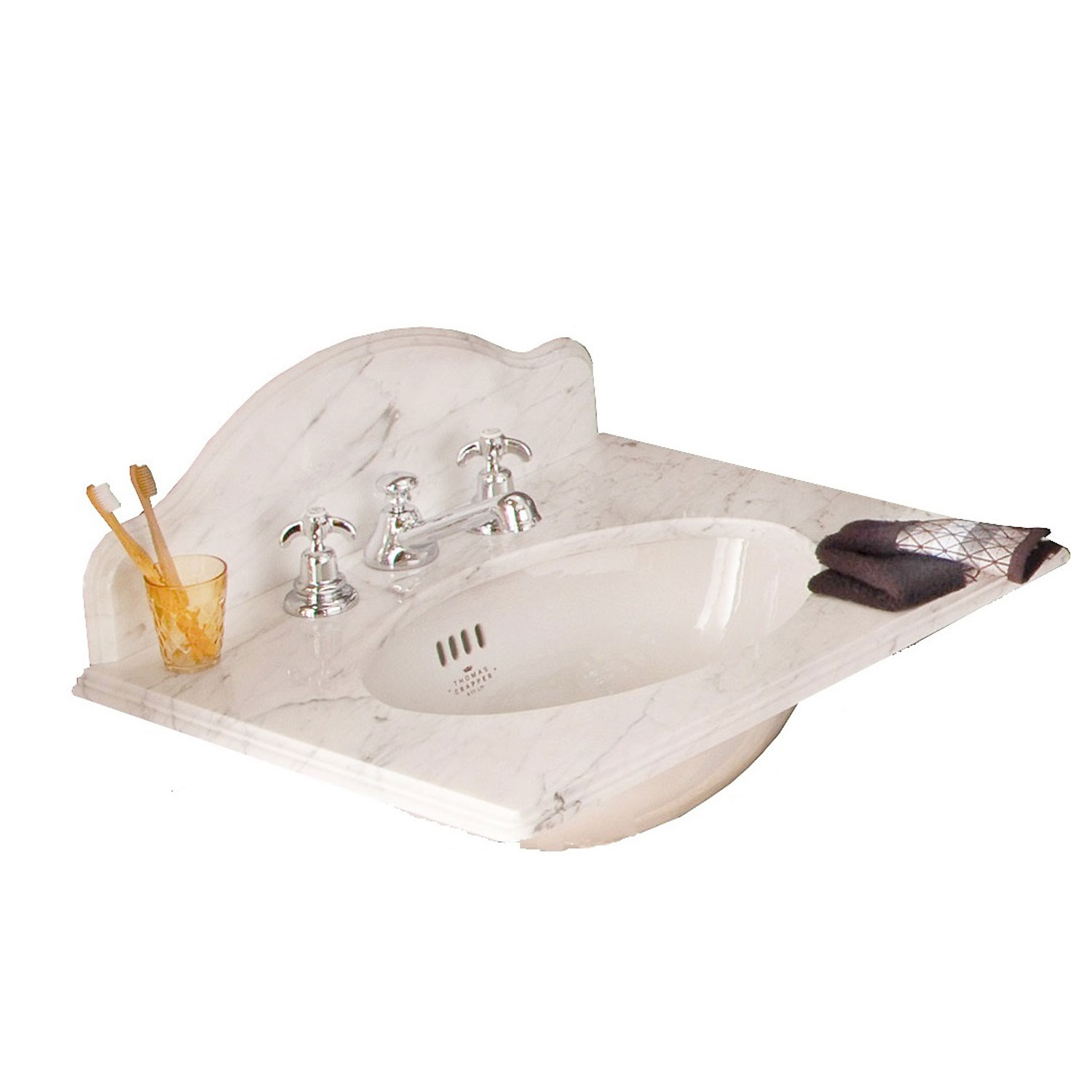 TCMAR6353WH Столешница из мрамора 635мм Три отверстия под смеситель Thomas Crapper  - Вид №1