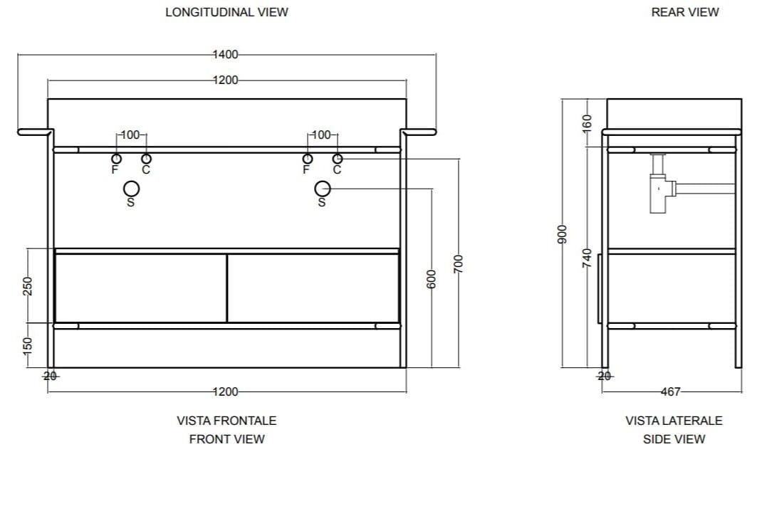 Напольная раковина из нержавеющей стали и дерева с ящиками Axa вещь ARCH-00144484 - Вид №12