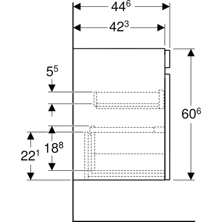 501.904.01.1 Шкафчик для раковины Geberit Renova Plan, с одним выдвижным ящиком и одним внутренним выдвижным ящиком Geberit  - Вид №55