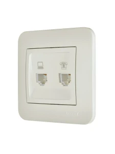 ASTI Розетка компьютер+телефон жемчужно-белый перламутр