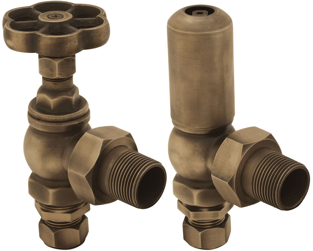 HAN017 Впускной ручной радиаторный клапан Daisy Wheel 15 мм (античная латунь) Сarronheating  - Вид №1