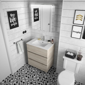 26562 SALGAR Мебель для умывальника FUSSION LINE 700 3 ящика NATURAL 697 x 868 x 450 мм Естественный