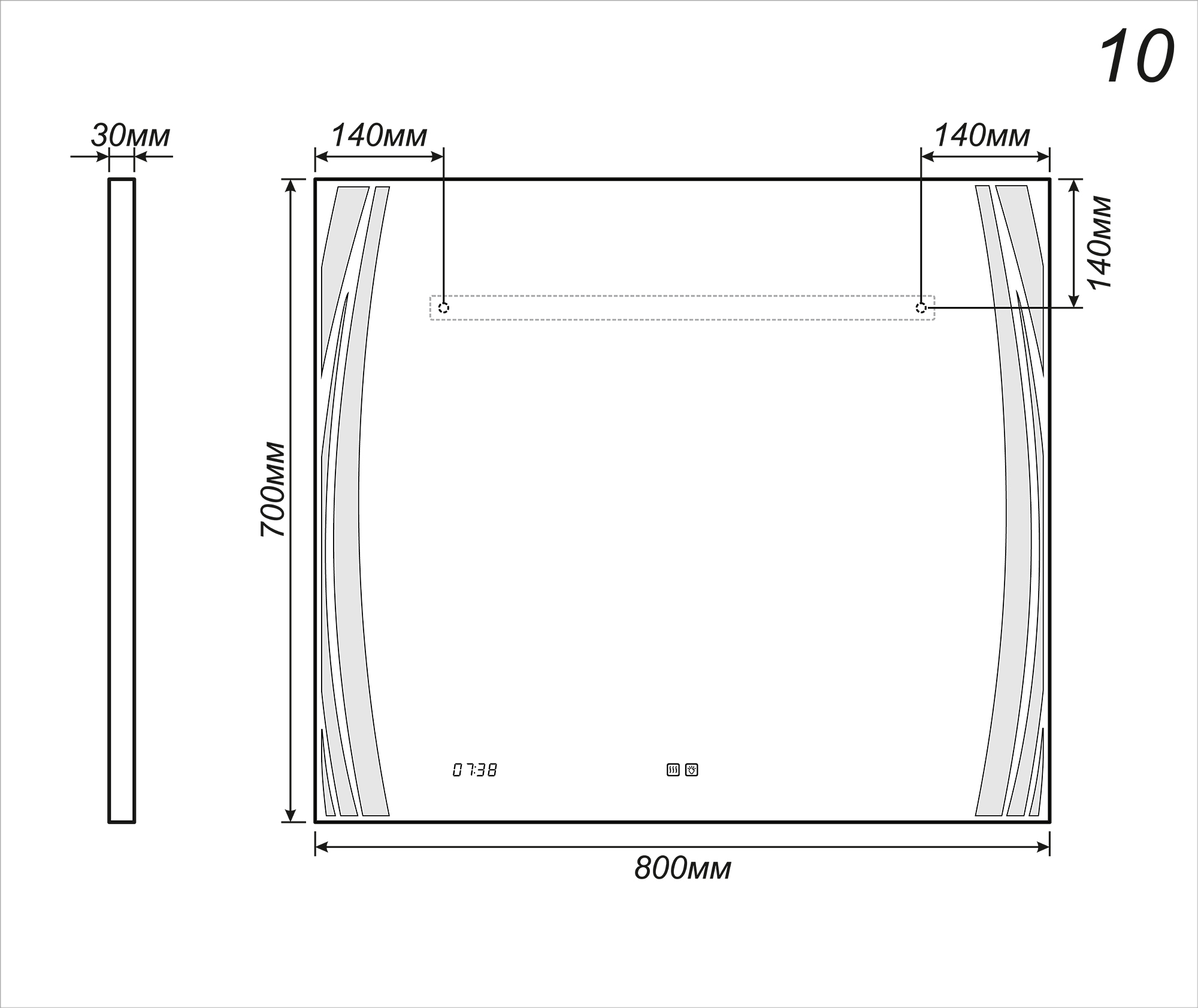 Зеркало Elen Luxe 600600⨉40⨉700 мм хром VIGO sun-id-665296 - Вид №4