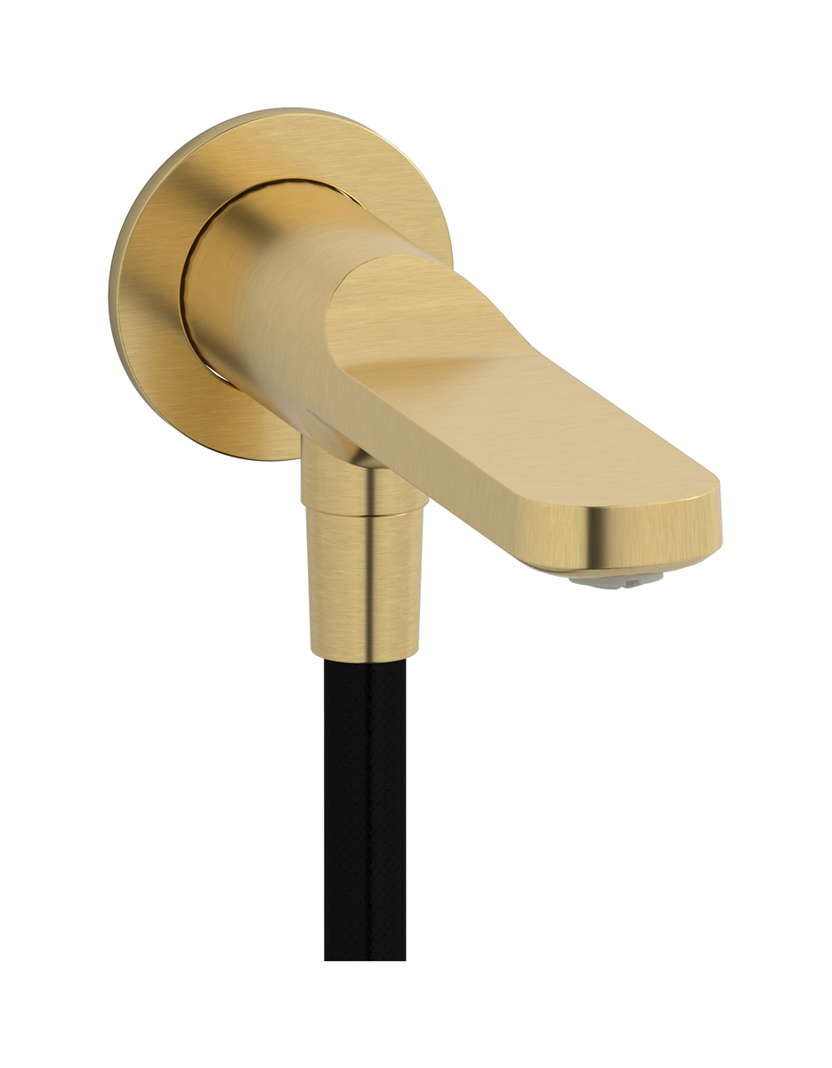 Настенный излив со встроенным дивертером и креплением для душевого шланга. WE ARE IB aa323os_22 Brushed Gold TAAAC