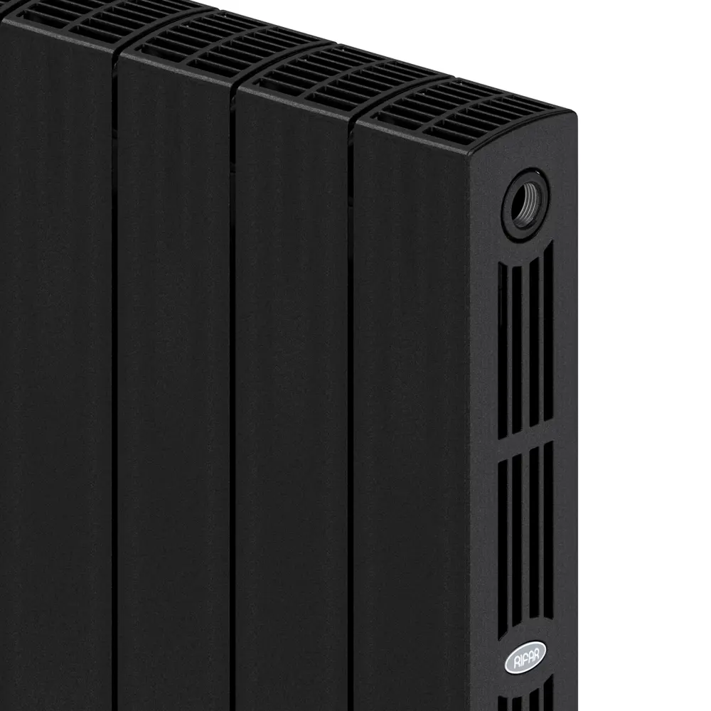 Радиатор секционный Rifar Supremo S50010RAL9005 500/90 10 секций боковое подключение биметалл черный 82560803 STLM-2024053 - Вид №3