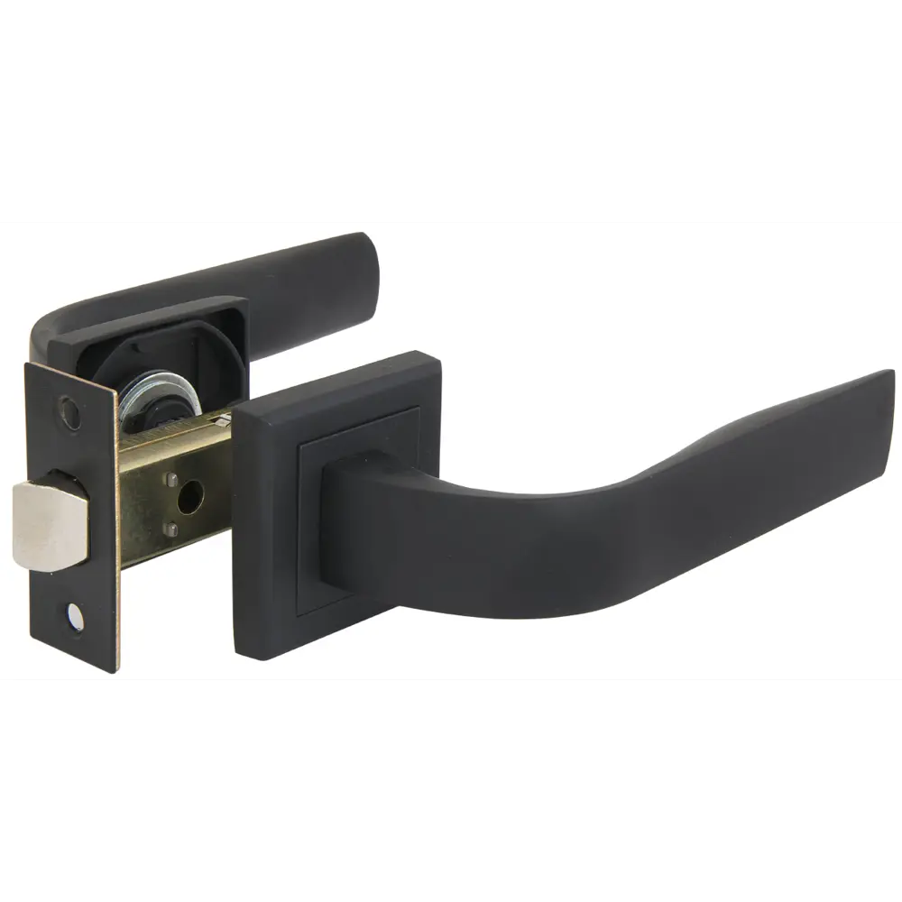 Комплект дверных ручек 22L 100 BP, без запирания, цвет чёрный PALLADIUM STLM-2082703 - Вид №1