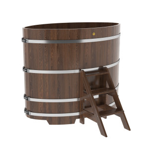 1315 Купель овальная из дуба 1,02х1,68х1,4 морёная Alyarus