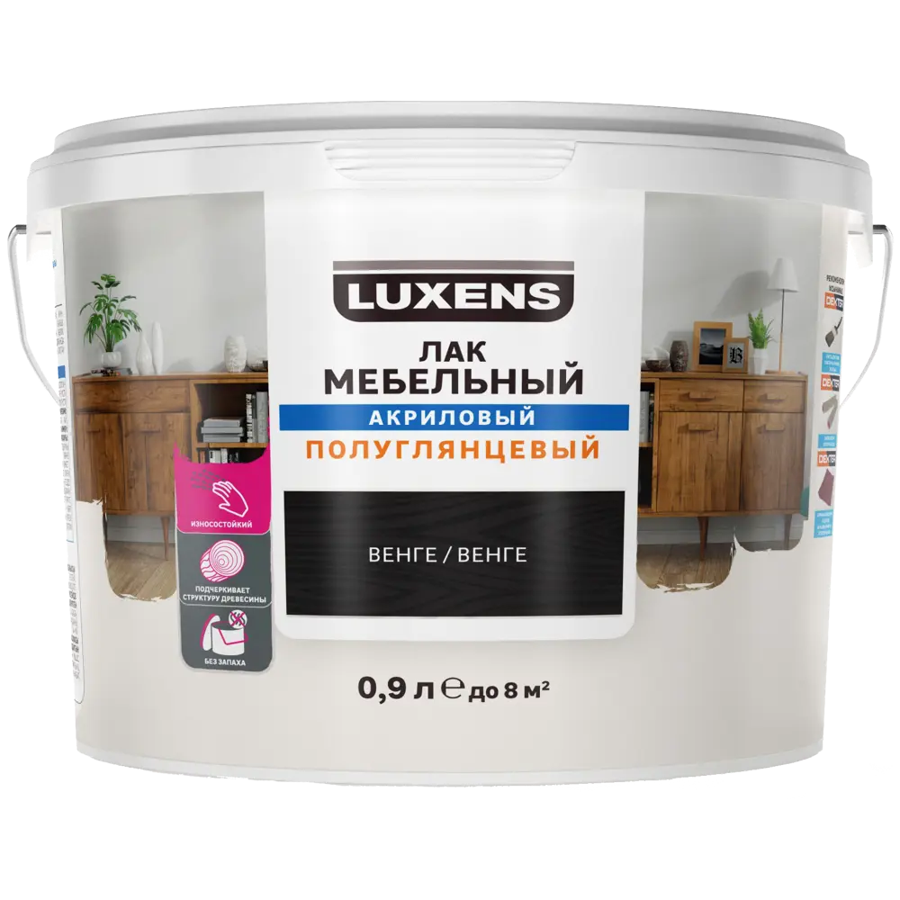 LUXENS Акриловый лак для мебели с эффектом венге, 0.9 л 82607778 STLM-0031408 - Вид №1