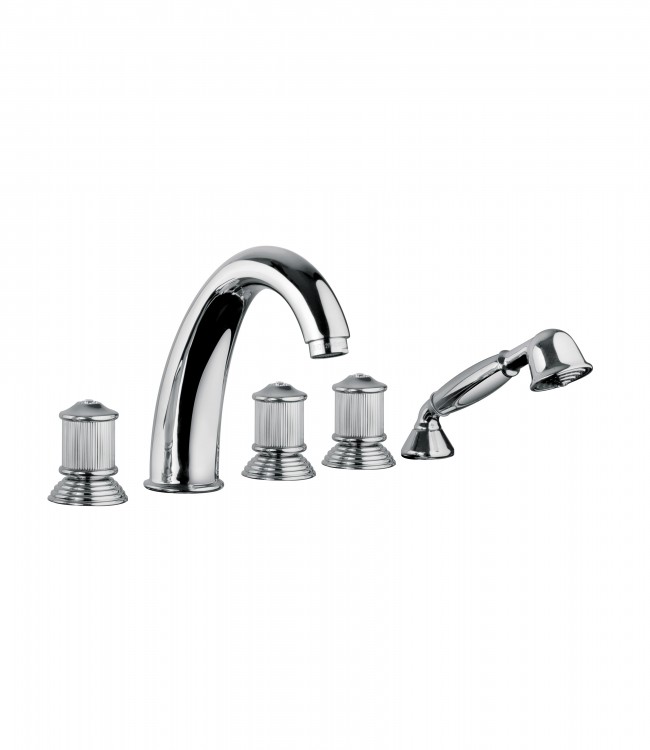 06531 / D-65531 / D Палубная ванна на пять отверстий и смеситель для душа с набором для душа. Bongio Royale80 06531/D-65531/D