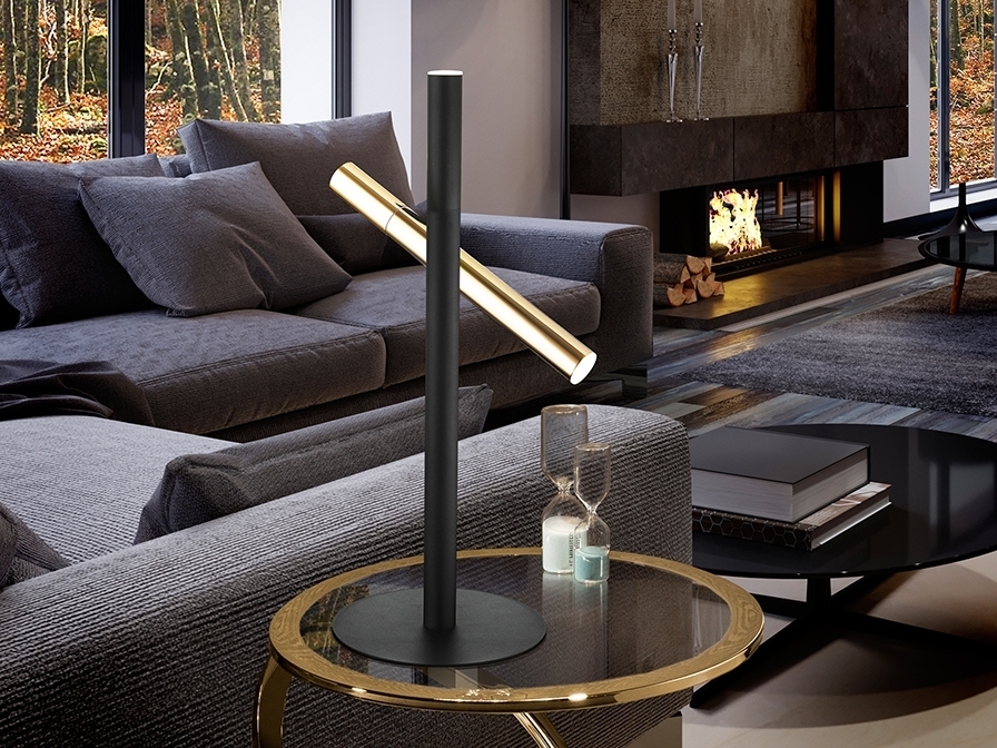 087839 Настольная лампа 2L золото черный Schuller Varas 