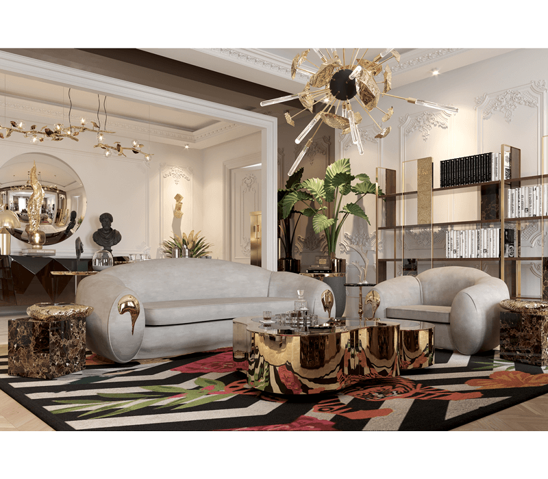 0-011 Центральный стол из полированной латуни с волнистой поверхностью Boca Do Lobo  - Вид №4