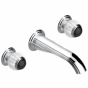 A8P-40GB Внешняя часть смесителя встраиваемого в стену для раковины на три отверстия с изливом ГОЛИАФ Thg-paris Vogue c чёрным ониксом Хром