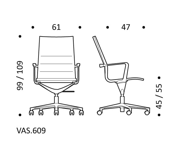 5-спицевое кожаное офисное кресло с высокой спинкой ICF Valea ARCH-00089629 - Вид №3