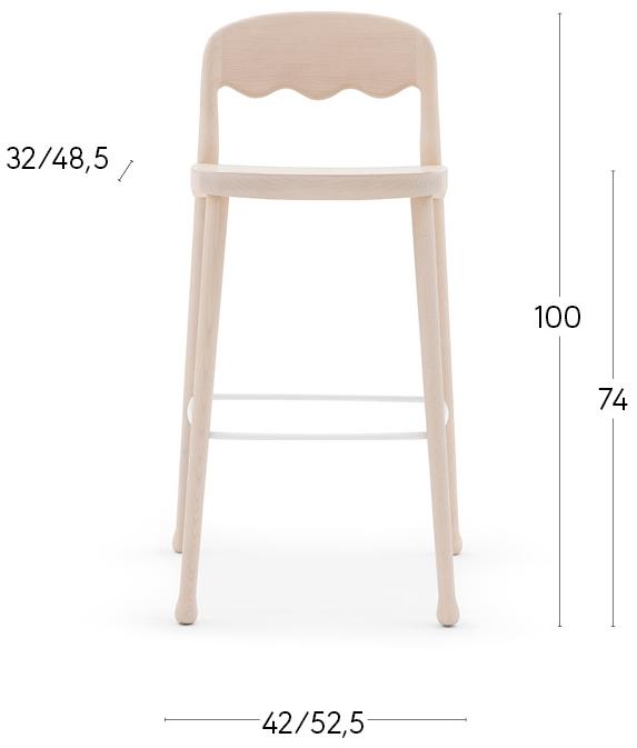 Billiani Высокий деревянный табурет с подставкой для ног Frisée 254 - Вид №2