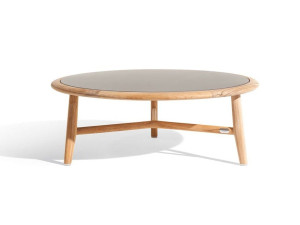 Круглый стол из тикового дерева с керамической столешницей