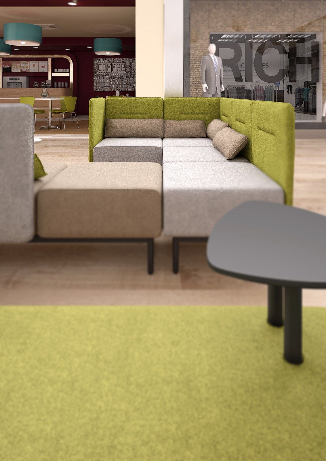 3-местный огнестойкий тканевый диван с USB-разъемом Leyform Around ARCH-00062277 - Вид №4