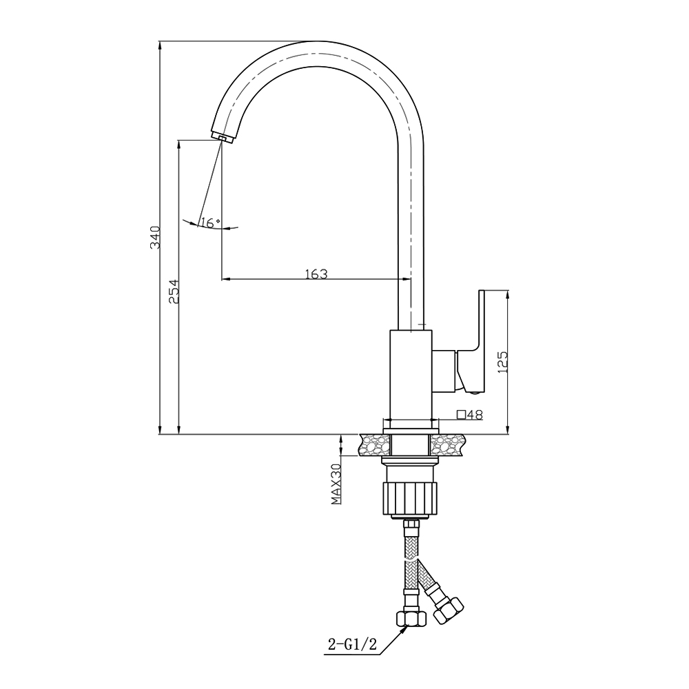 R0040 Смеситель для кухни однорычажный Raiber  - Вид №1