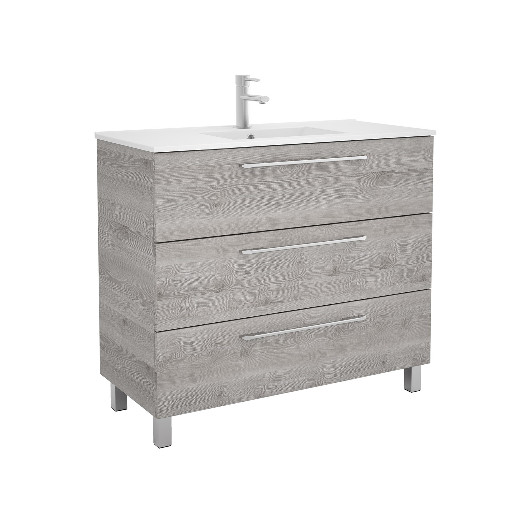 26598 SALGAR Мебель для умывальника FUSSION CHROME 1000 3 ящика BAY PINE 997 x 868 x 450 мм Лавровая сосна - Вид №1