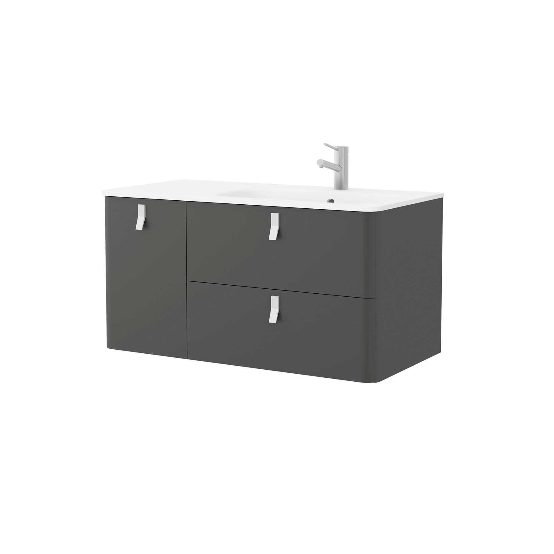24669 SALGAR Мебель для умывальника UNIIQ 1200 левая MATT ANTHRACITE 1194 x 540 x 450 мм Матовый антрацит  - Вид №3
