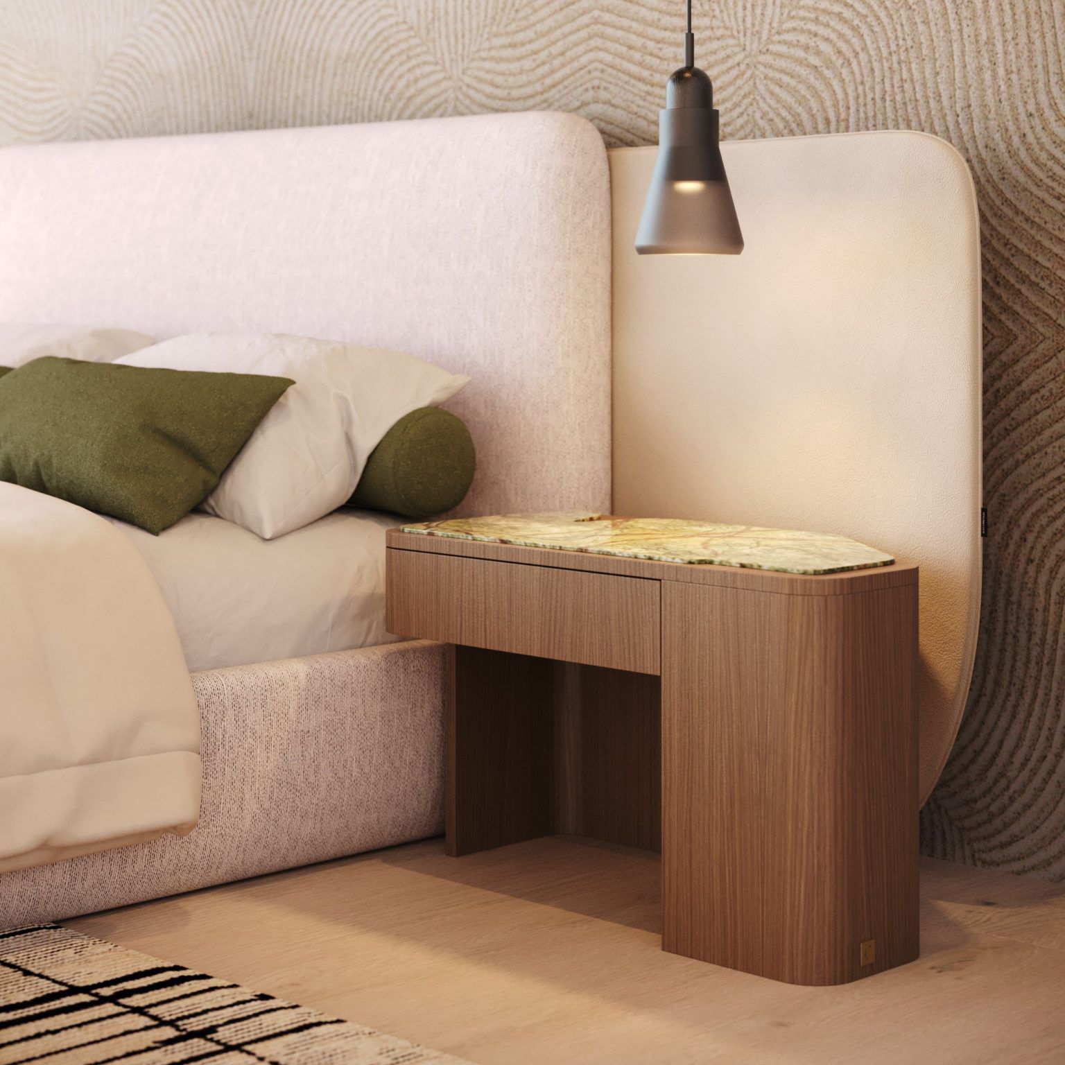 Деревянная тумбочка с ящиками и каменной столешницей Stylish Club Margem ARCH-00103775 - Вид №3