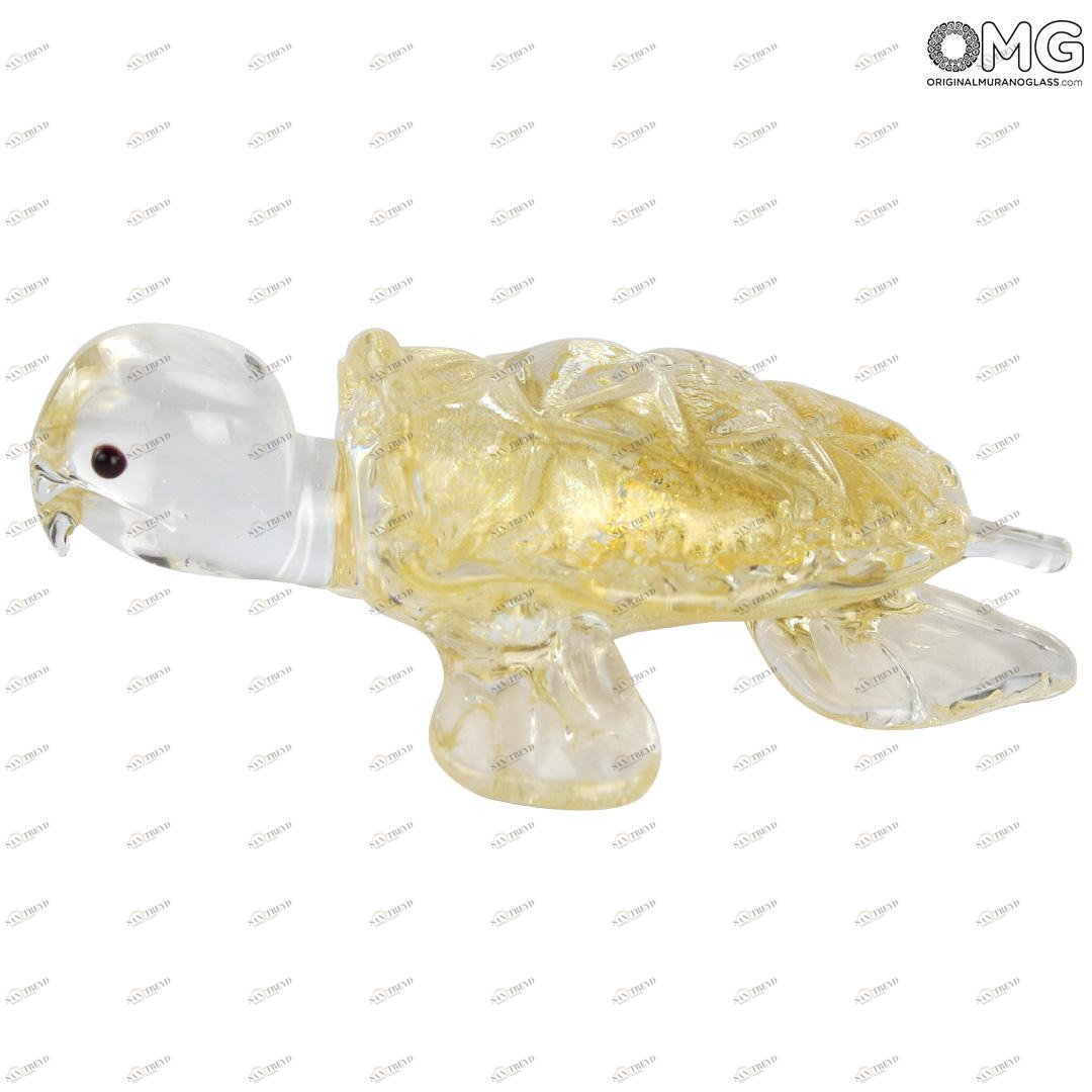 4464 ORIGINALMURANOGLASS Фигурка Золотая Черепаха - Коллекция животные - муранское стекло OMG 7 см 
