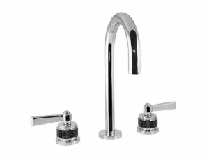 271001.PHN.50 Раковина с тремя отверстиями и черным swarovski Яркий хром