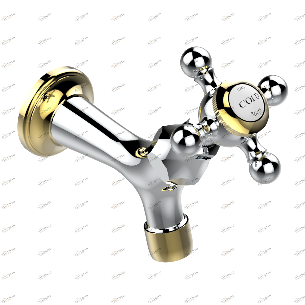 G25-166/C Кран настенный 1/2" для холодной воды Thg-paris 1900 Хром/золото G25-166/C CAT.A