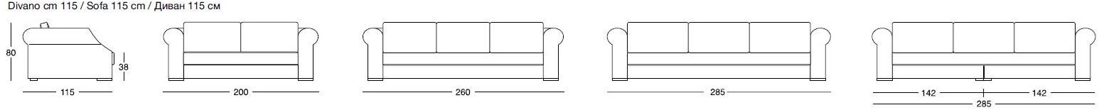 Longhi 3-х местный кожаный диван Loveluxe W 515 - Вид №2