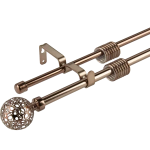 Карниз раздвижной двухрядный Inspire 160-300 см наконечник шар цвет коньячный 82544733 STLM-2074536