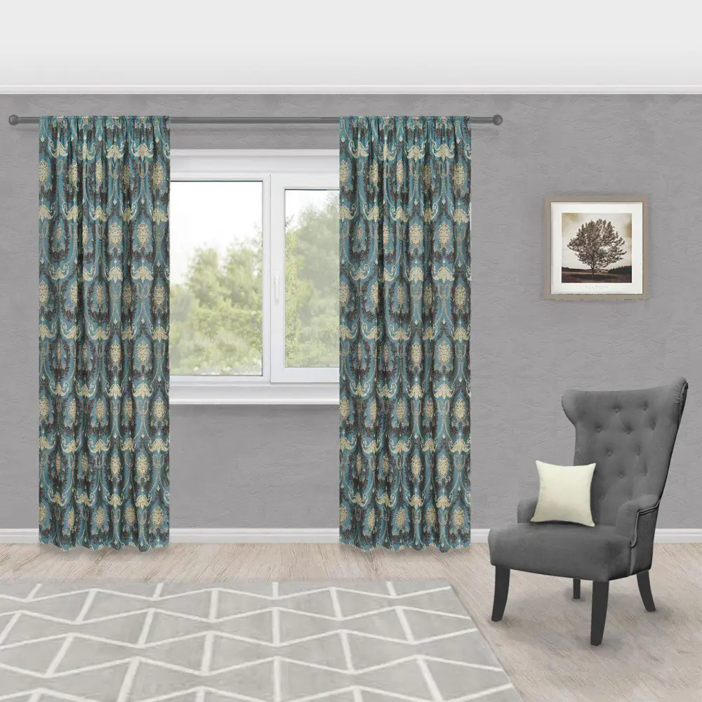 Штора на ленте «Веста» 160х260 см жаккард цвет бирюзовый ТОРГОВЫЙ ДОМ ТЕКСТИЛЬ STLM-2031836 - Вид №3