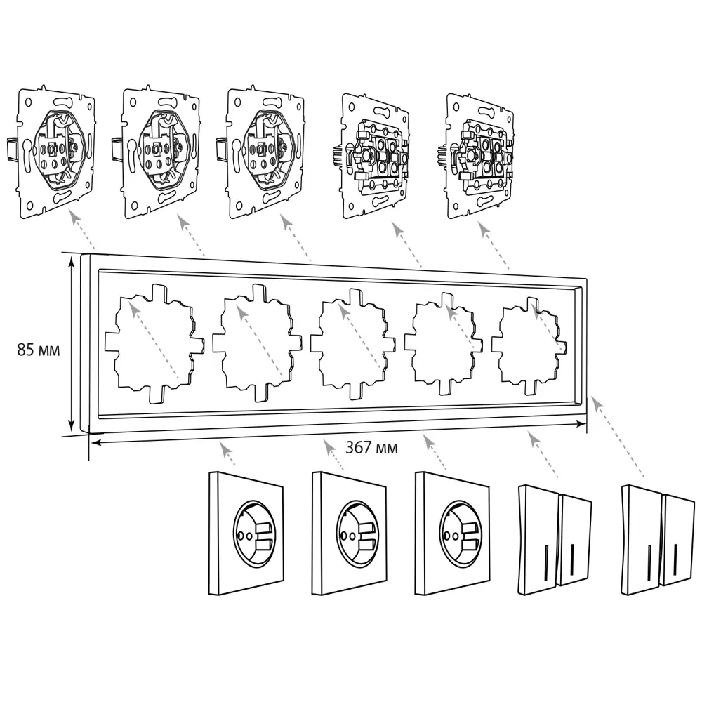 Рамка для розеток и выключателей Lezard Zima 5 постов цвет слоновая кость STLM-2088444 - Вид №5