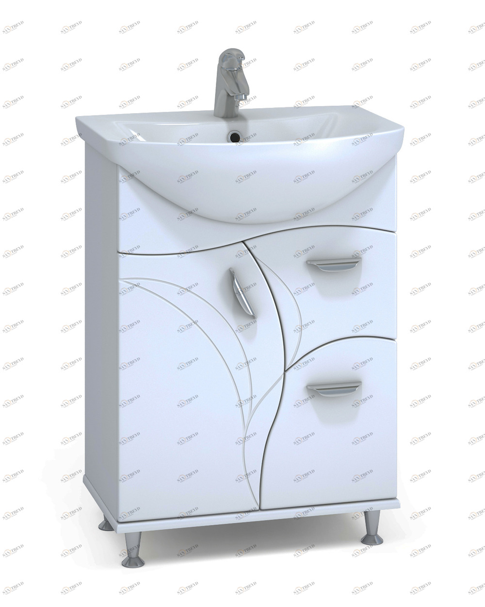 Тумба с раковиной Faina 2-600 (Балтика)600⨉300⨉830 мм белый Santreyd sun-id-664534