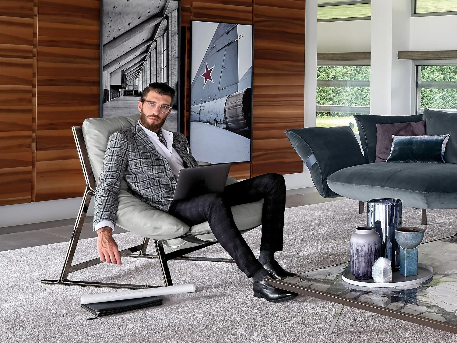 Кожаное кресло с салазками Arketipo BELAIR ARCH-00096385 - Вид №1