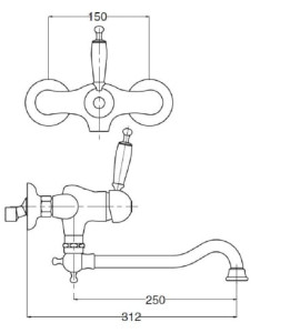 Однорычажный настенный кухонный смеситель с поворотным изливом